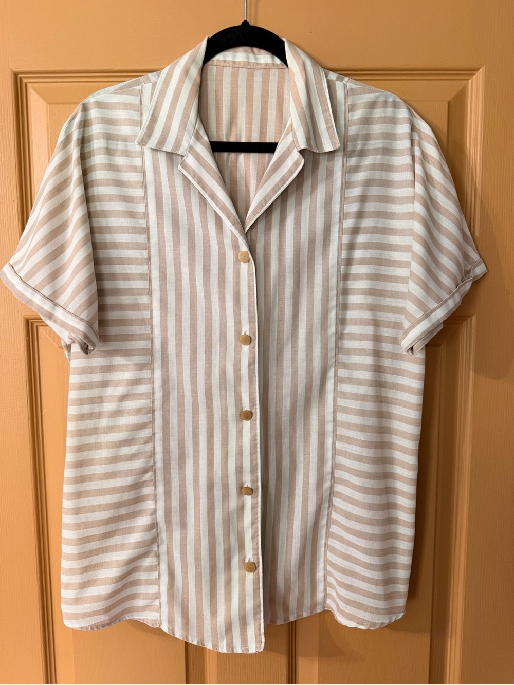 Linen White & Tan Women’s Blouse